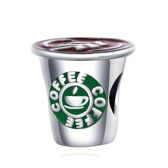Coffee Cup Charm Bead – Silver Plated Jewelry Gift for Coffee Lovers - Picture 1 of 4